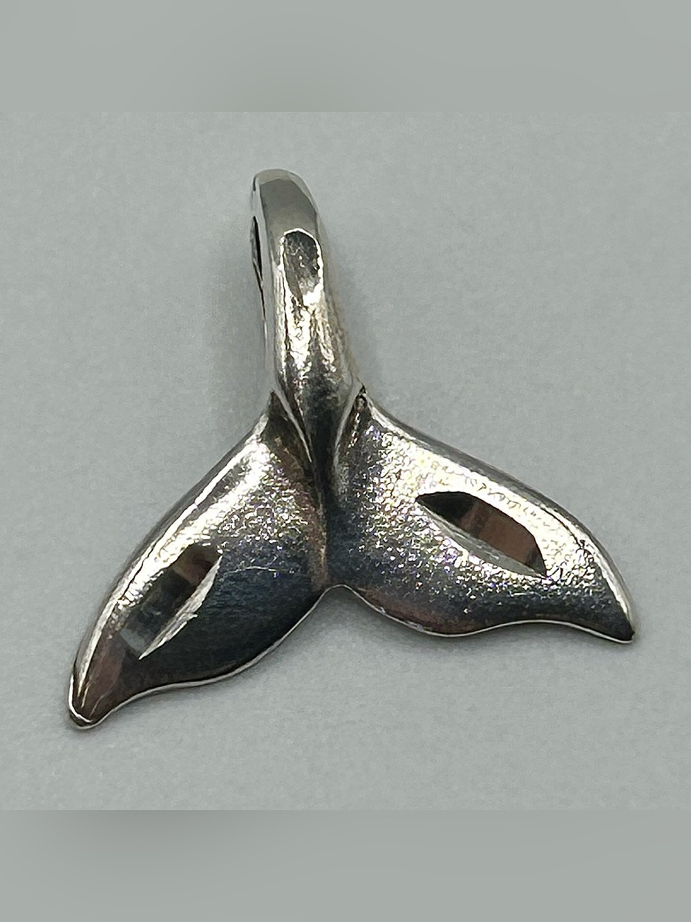 925 Sterling Silver Whale Tail Pendant - Diamond Cut, Beach Ocean Sea Animal